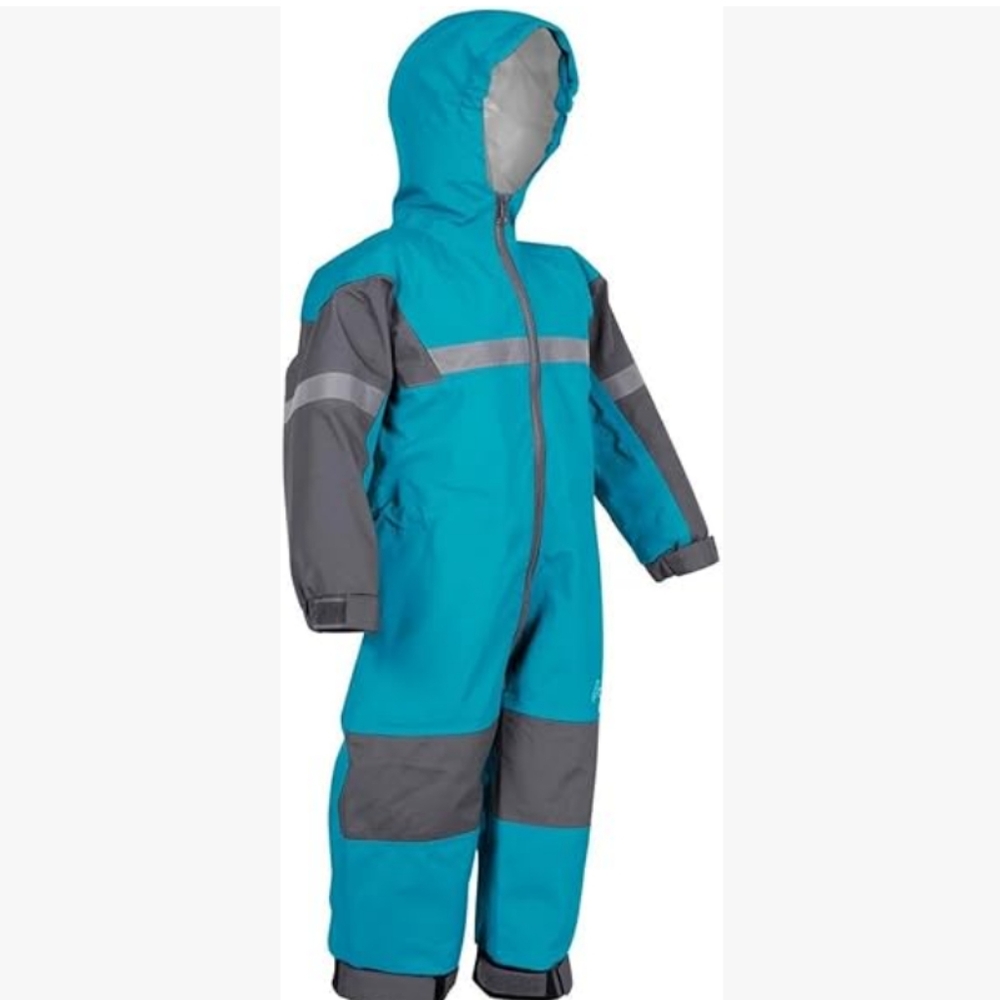 Oaki Teal Blue and Gray Hooded Snowsuit